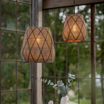 Zewnętrzna lampa rattanowa boho Lollo